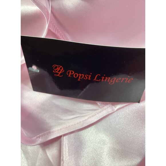 Pink Satin & Lace Chemise Nightgown*Med**Sissy*Femboy*Adj Straps*Bow Accent*NWT - Picture 8 of 9